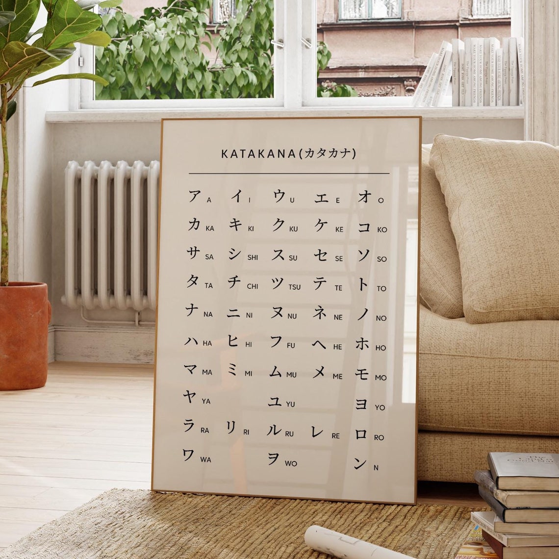 Katakana Japanese Alphabet Chart Minimalist Language Study Poster