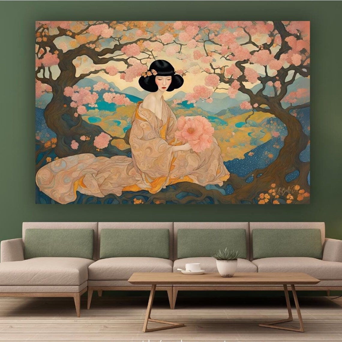 Geisha Japanese French Art Nouveau Painting Les Japonaises 8 Vintage Large Gallery Fine Art Wall Art Artist Signed Print