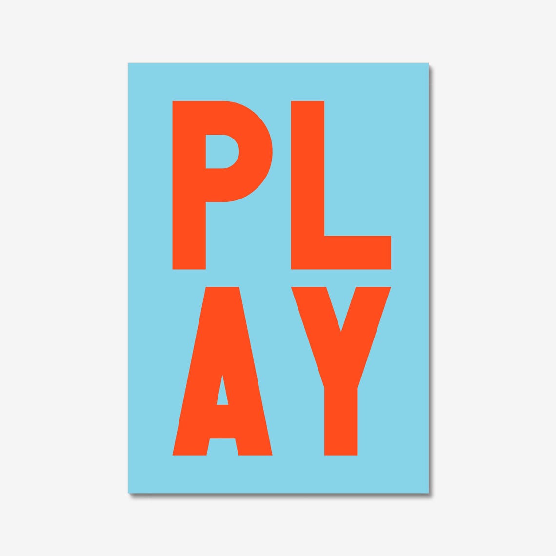 Play Orange on Blue Bold Retro Block Letter Typography Poster