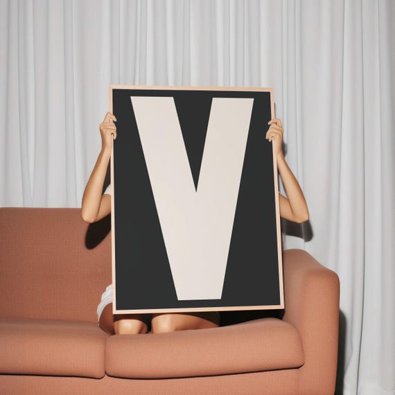 V Print My Type Of A Z Wall Print Retro Wall Art Trendy Wall Art Typography Letters Letter Print Gift Art V