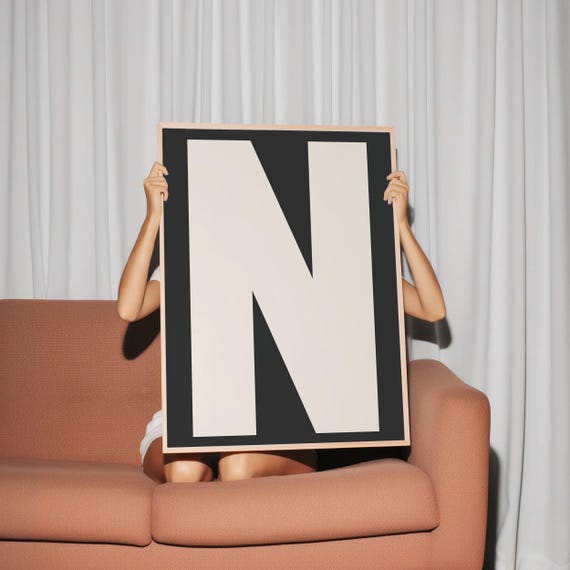 N Print My Type Of A Z Wall Print Retro Wall Art Trendy Wall Art Typography Letters Letter Print Gift Art N