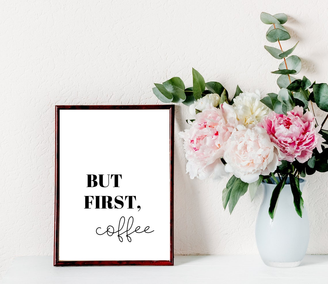 But First Coffee Script Minimalist Modern Kitchen Decor Poster - Image 4