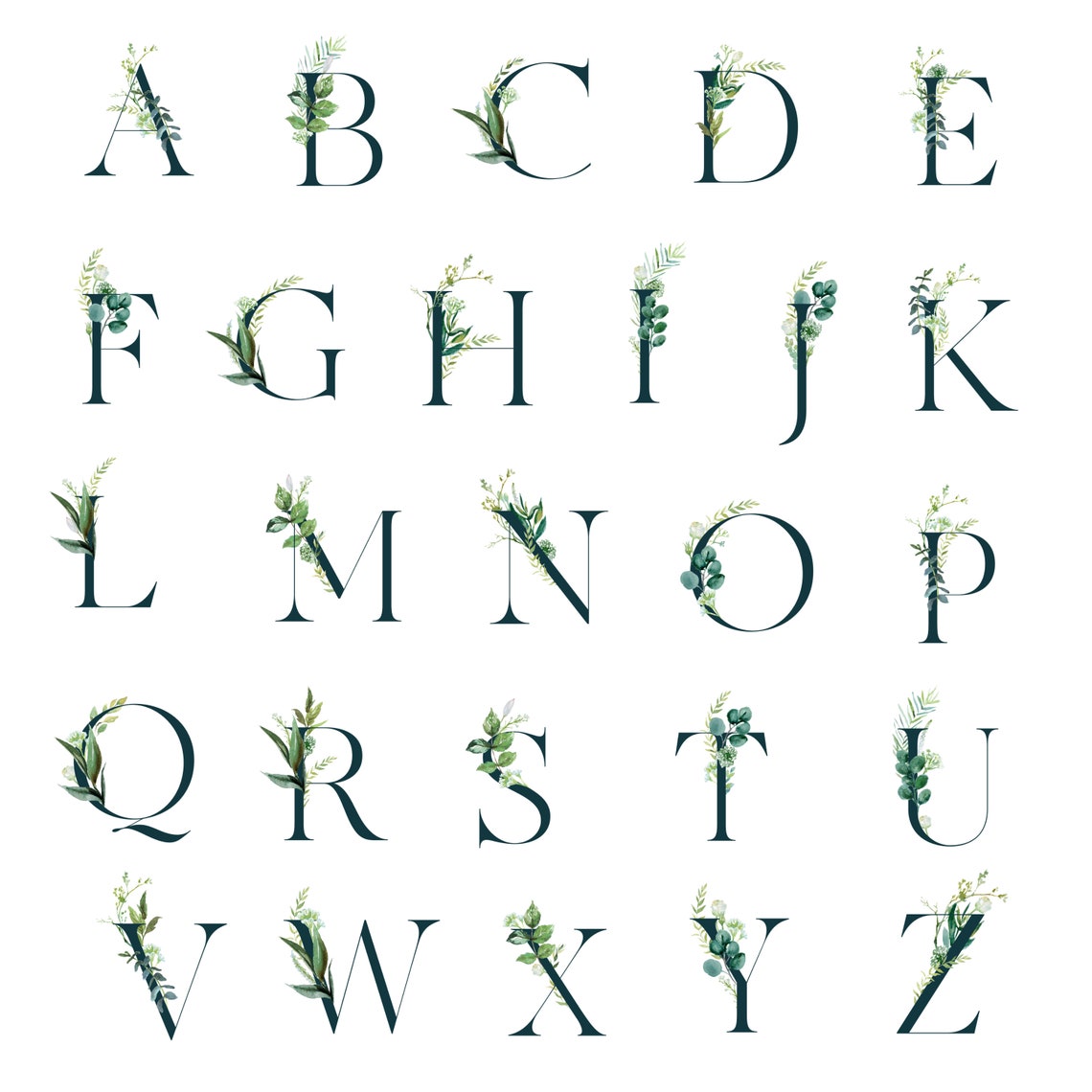 Sophia Personalized Name Watercolor Greenery Monogram Poster - Image 3