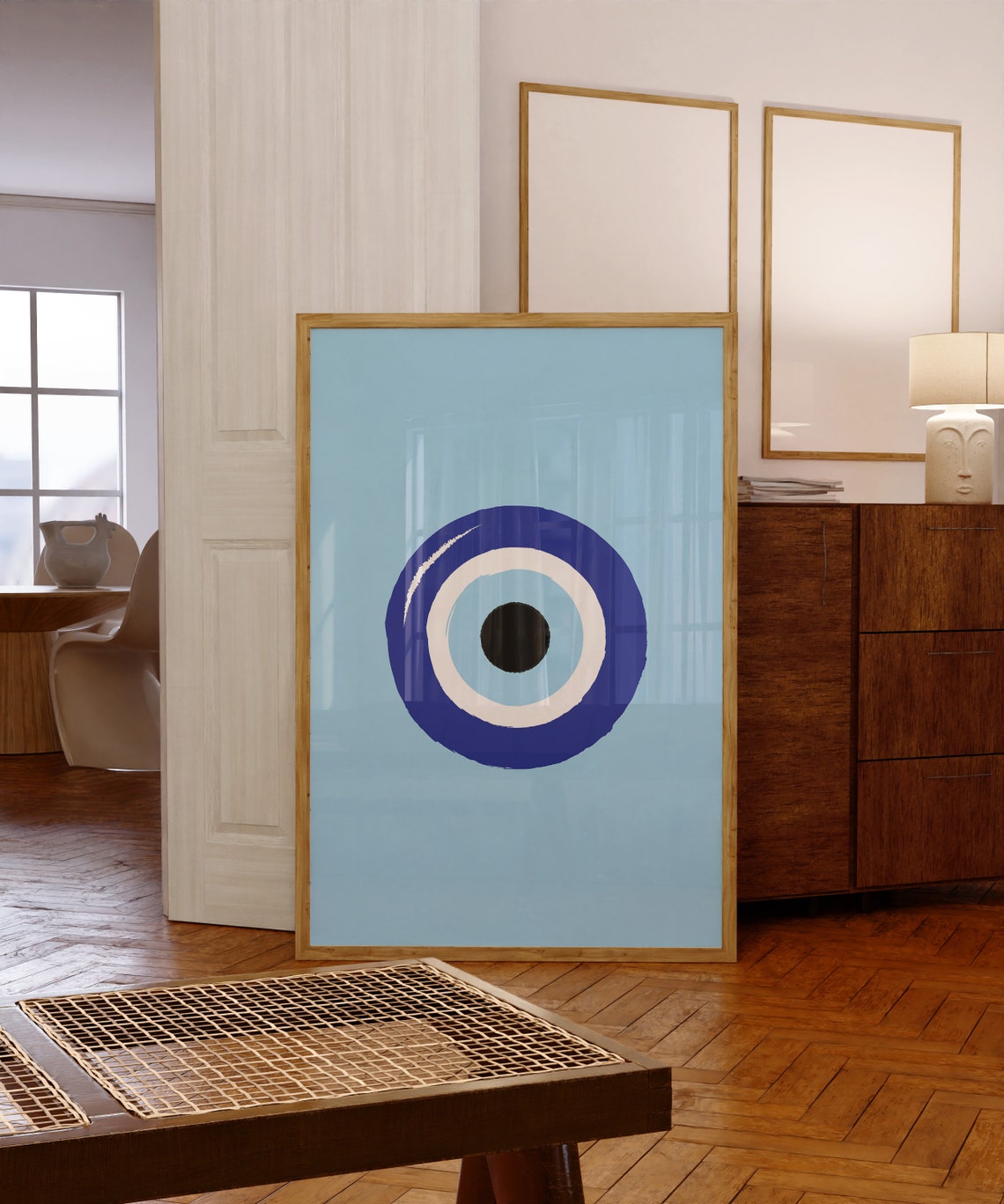 Minimalist Blue Evil Eye Symbol Nazar Protection Modern Poster