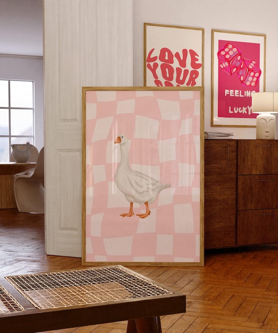 Silly Goose Wall Art Goose Poster Trendy Poster Pinkn Poster Cute Goose Print