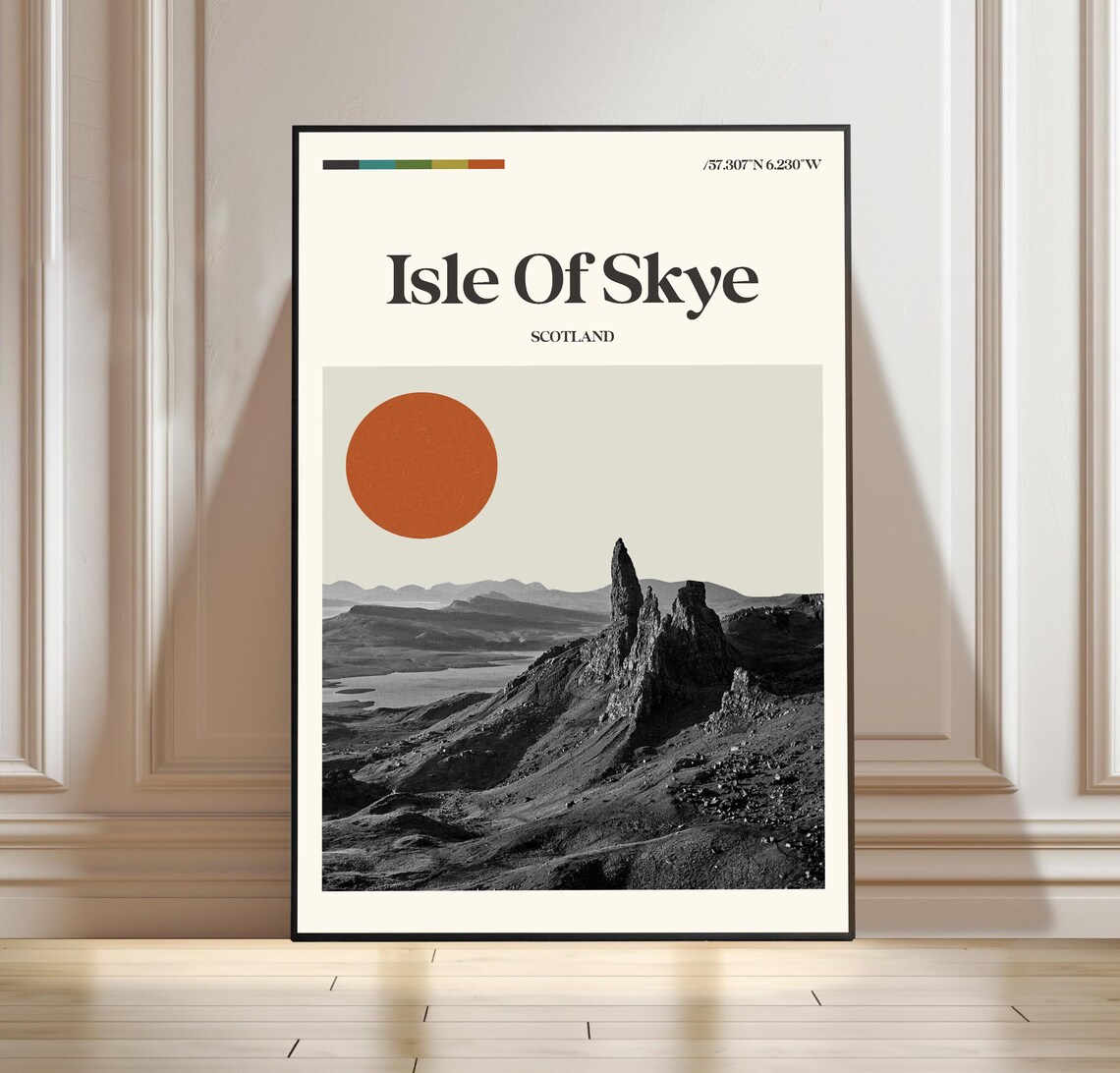 Isle Of Skye Scotland Retro Travel Poster Old Man Of Storr Art