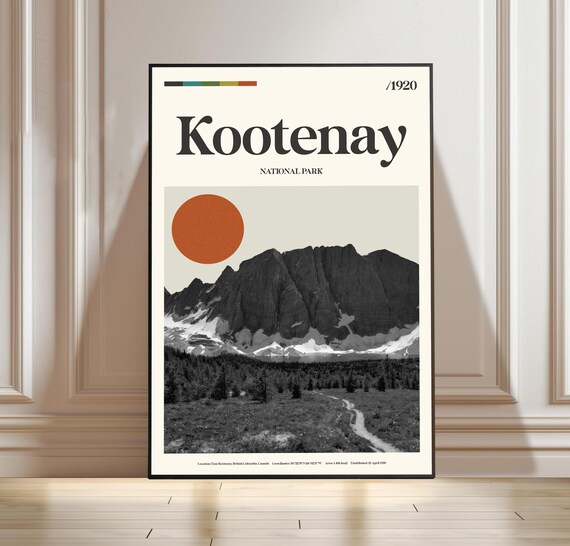 Kootenay National Park 1920 British Columbia Retro Travel Poster