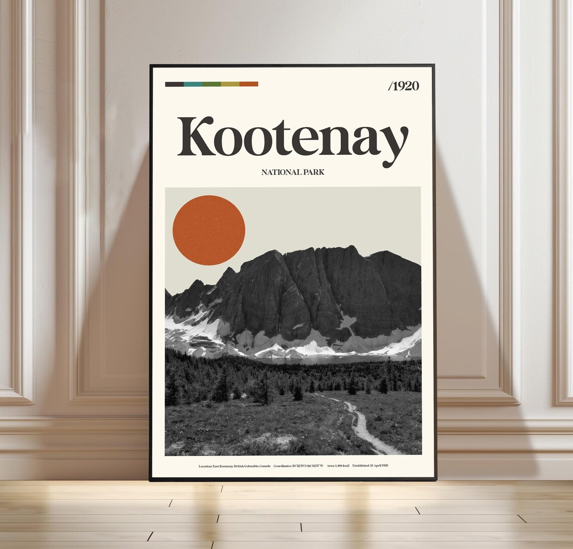 Kootenay National Park 1920 British Columbia Retro Travel Poster