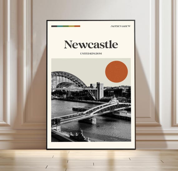 Newcastle Poster United Kingdom Travel Cityscape Print Art Gift Lovers