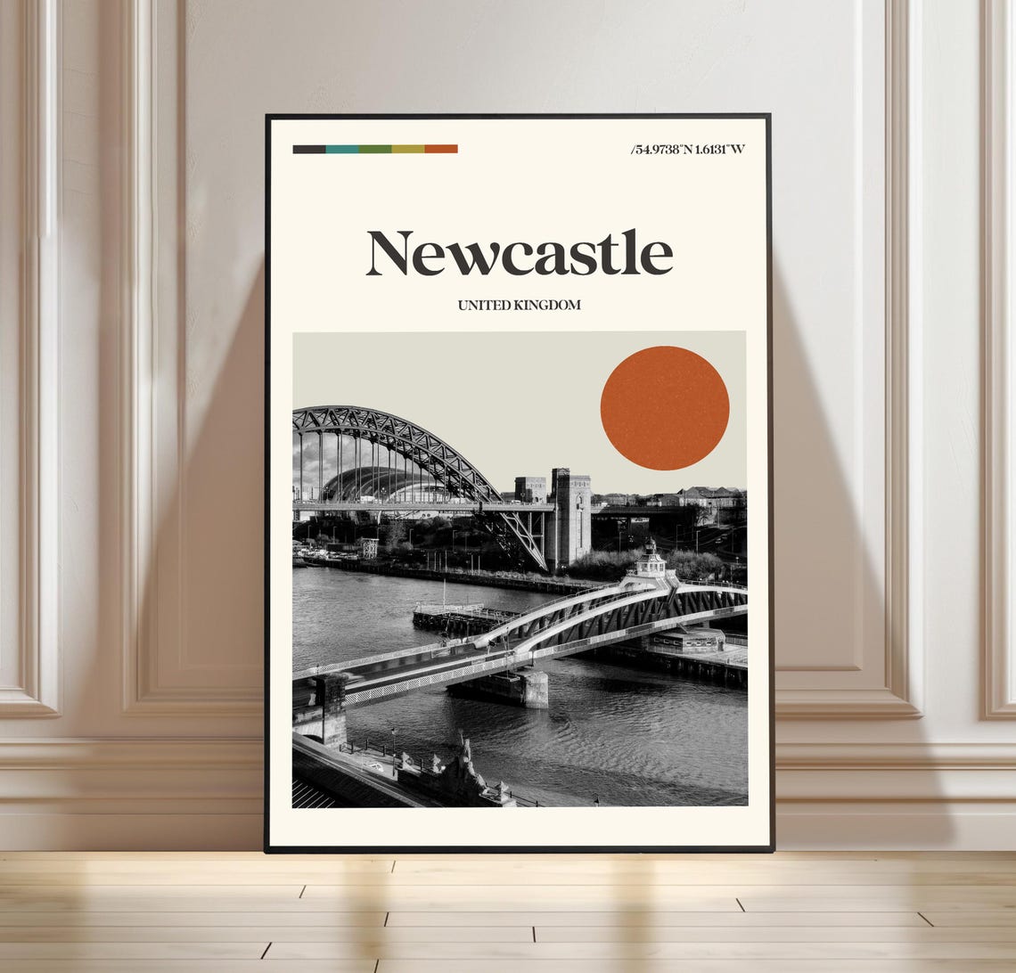 Newcastle Poster United Kingdom Travel Cityscape Print Art Gift Lovers