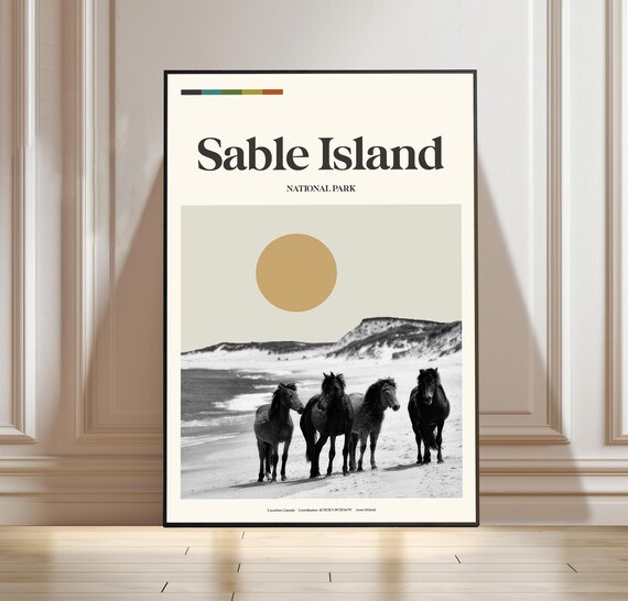 Sable Island National Park Canada Wild Horses Vintage Travel Poster