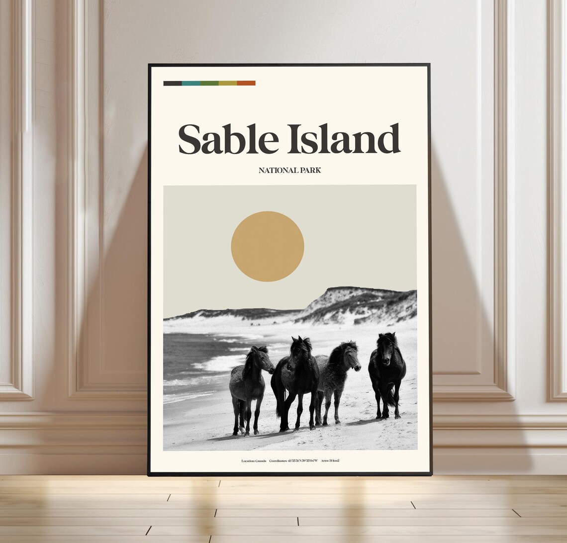 Sable Island National Park Canada Wild Horses Vintage Travel Poster