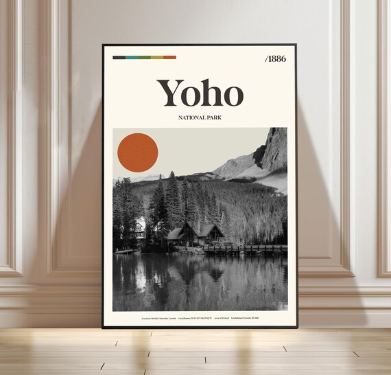 Yoho National Park Canada 1886 Retro Lakeside Lodge Travel Poster