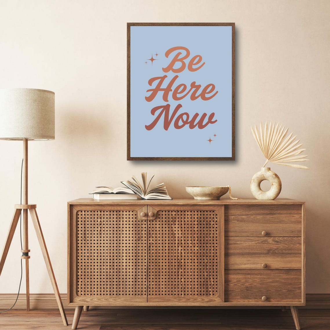 Be Here Now Quote Retro Terracotta Script Mindfulness Wall Art - Image 5