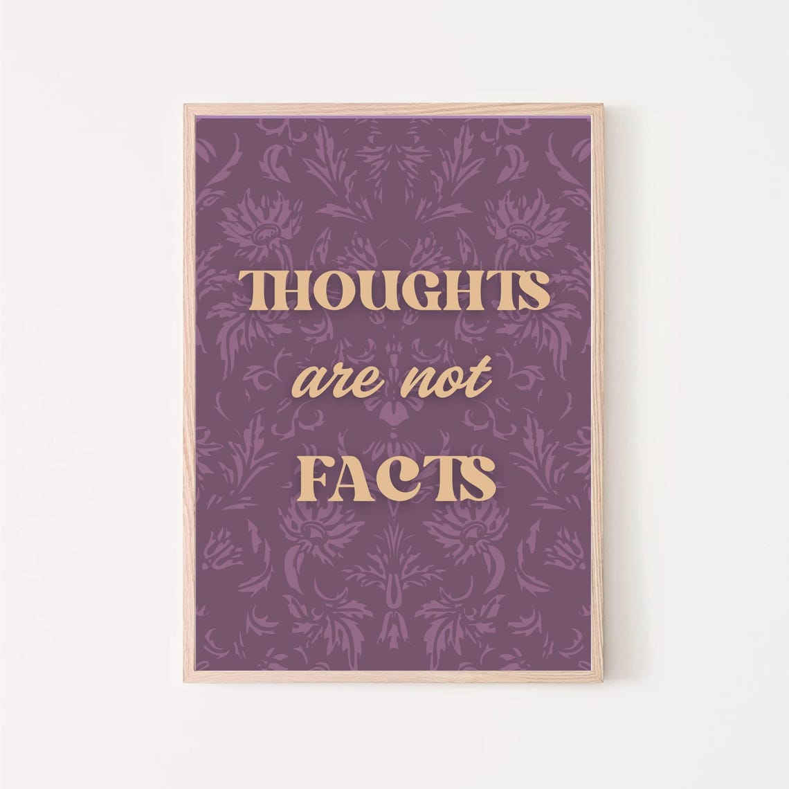 Thoughts Are Not Facts Bold Serif Purple Damask Therapy Poster