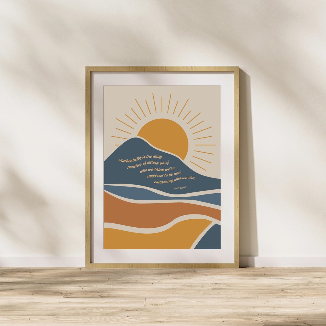 Brene Brown Authenticity Quote Sunset Waves Boho Empowerment Poster - Image 6