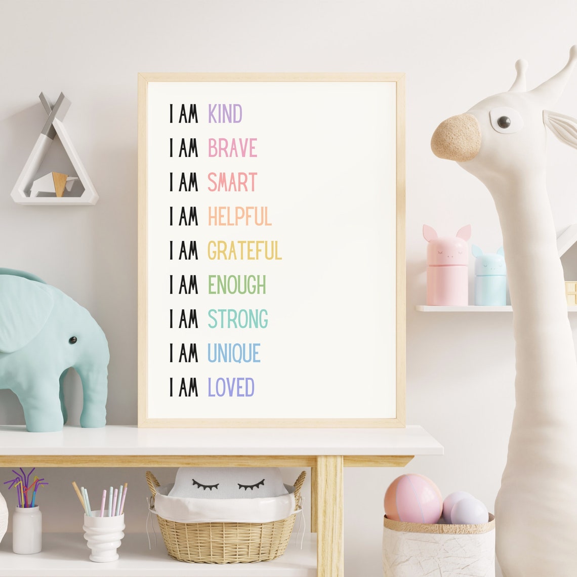Kids I Am Affirmations Pastel Positive Self Esteem Classroom Poster - Image 6