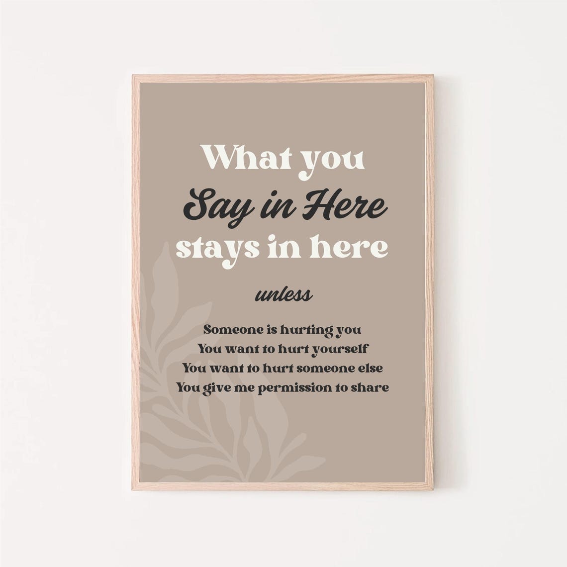 What You Say in Here Stays in Here Therapy Confidentiality Poster