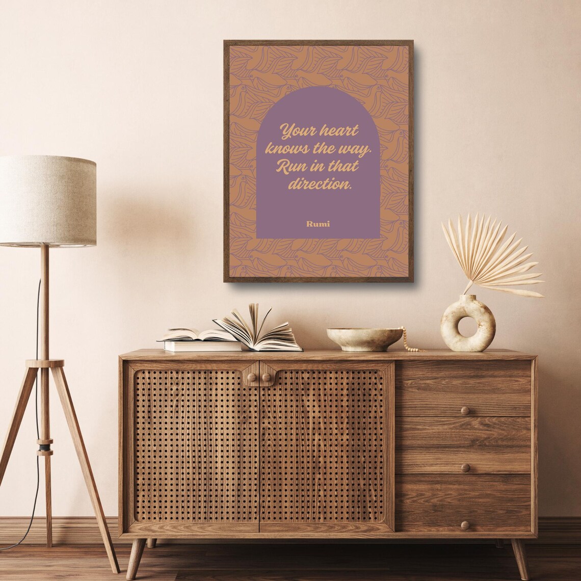 Rumi Your Heart Knows the Way Quote Terracotta Purple Arch Poster - Image 6