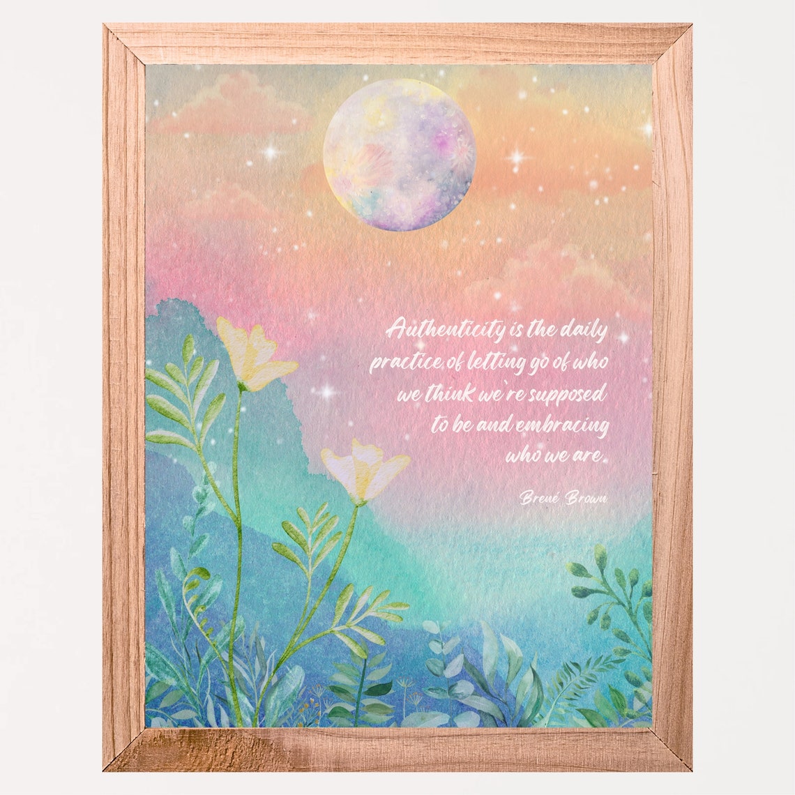 Brene Brown Authenticity Embrace Who You Are Moonlit Floral Poster - Image 6