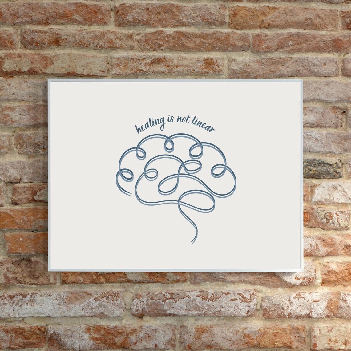 Healing Is Not Linear Brain Line Art Mental Health Awareness Poster - Image 3