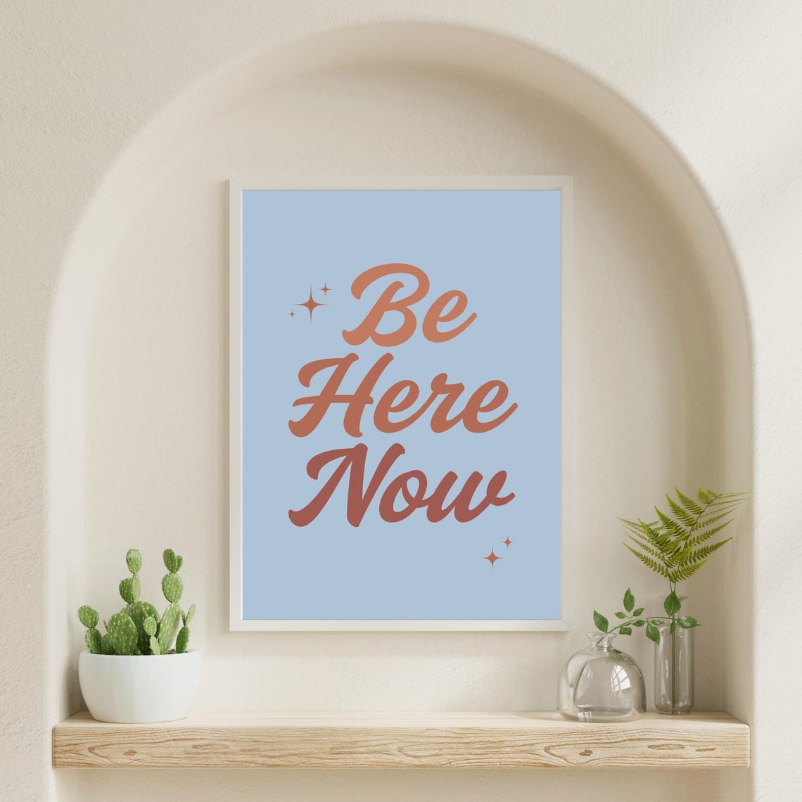 Be Here Now Quote Retro Terracotta Script Mindfulness Wall Art - Image 4