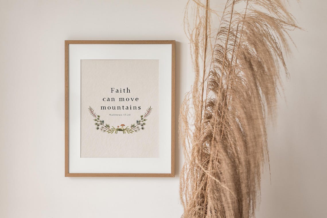 Faith Can Move Mountains Matthew 17:20 Watercolor Botanical Print - Image 3