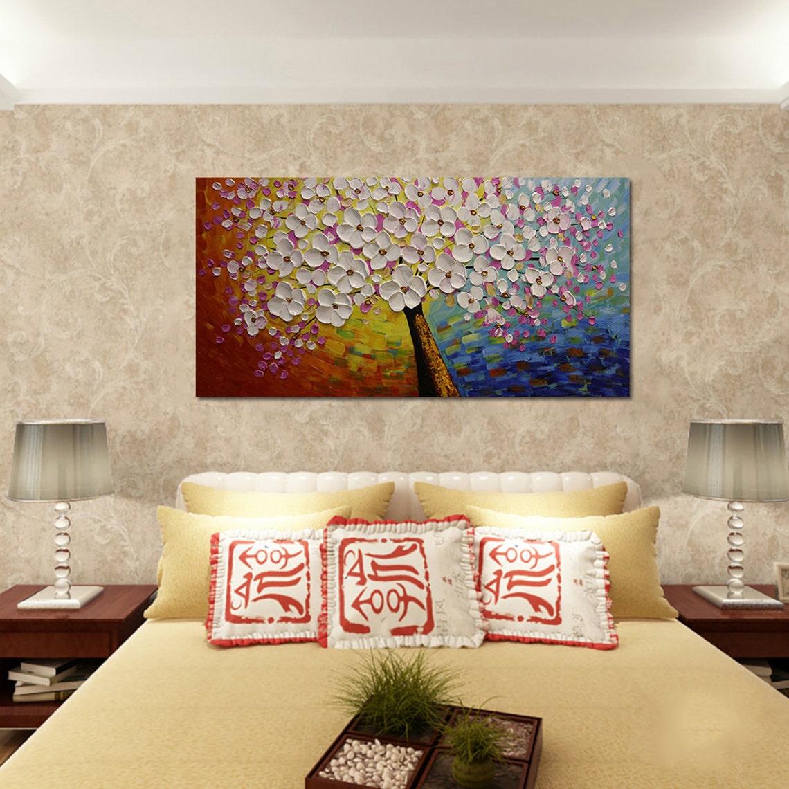 Blooming White Blossom Tree Palette Knife Textured Floral Poster - Image 4