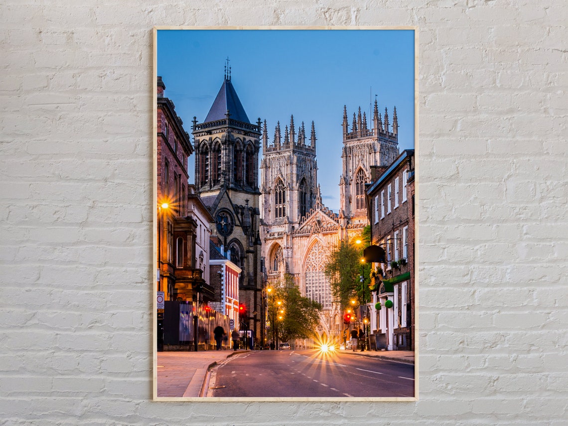 York Minster Cathedral at Dusk England Travel Photography Poster