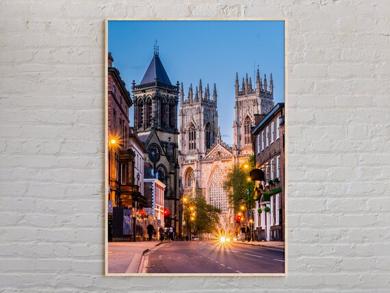 York Minster Cathedral at Dusk England Travel Photography Poster