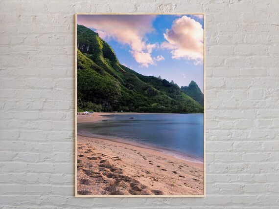 Hawaii Tropical Beach Sunset Ocean Cliffs Scenic Photo Wall Poster