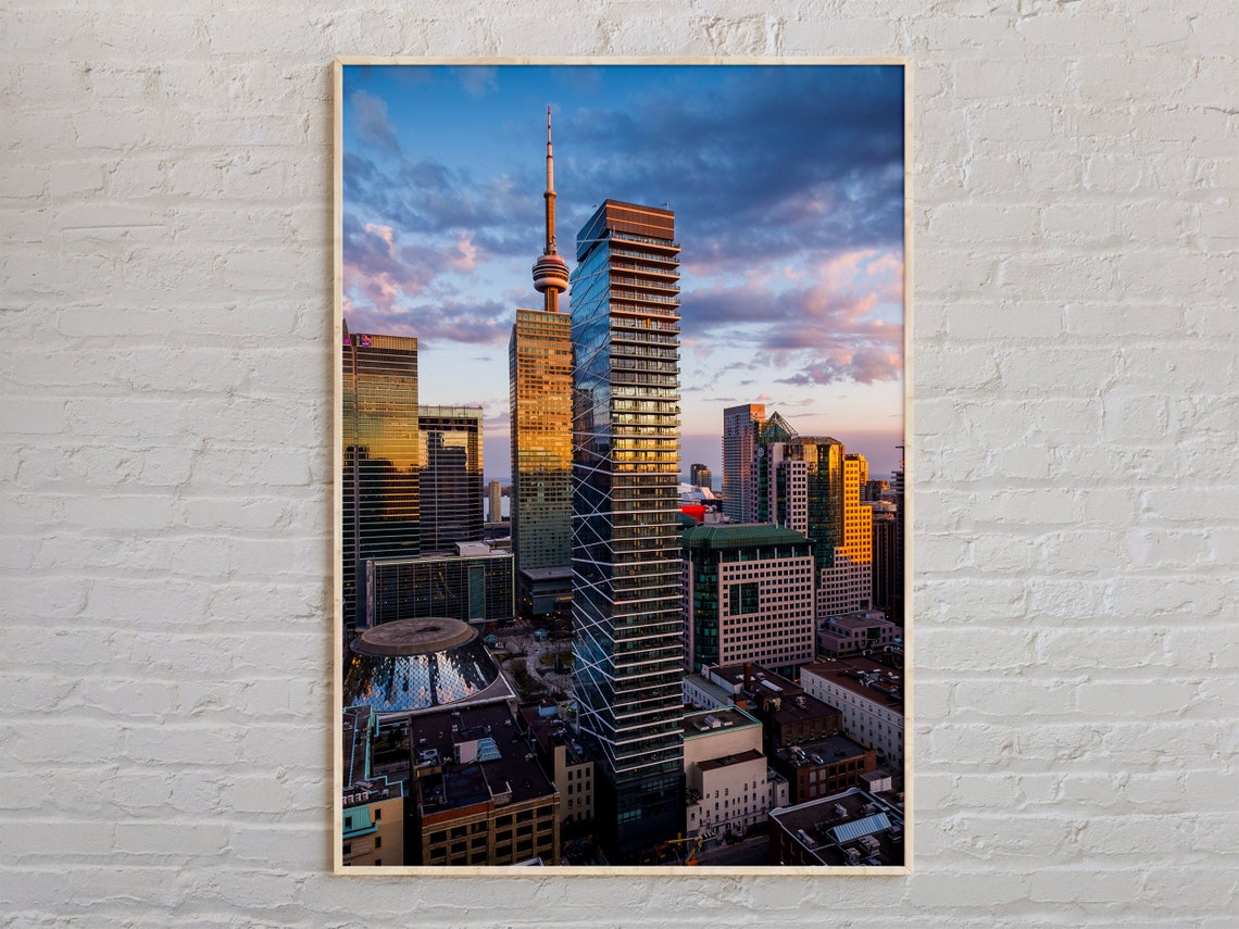 Toronto Canada CN Tower Skyline Sunset Skyscrapers City Poster