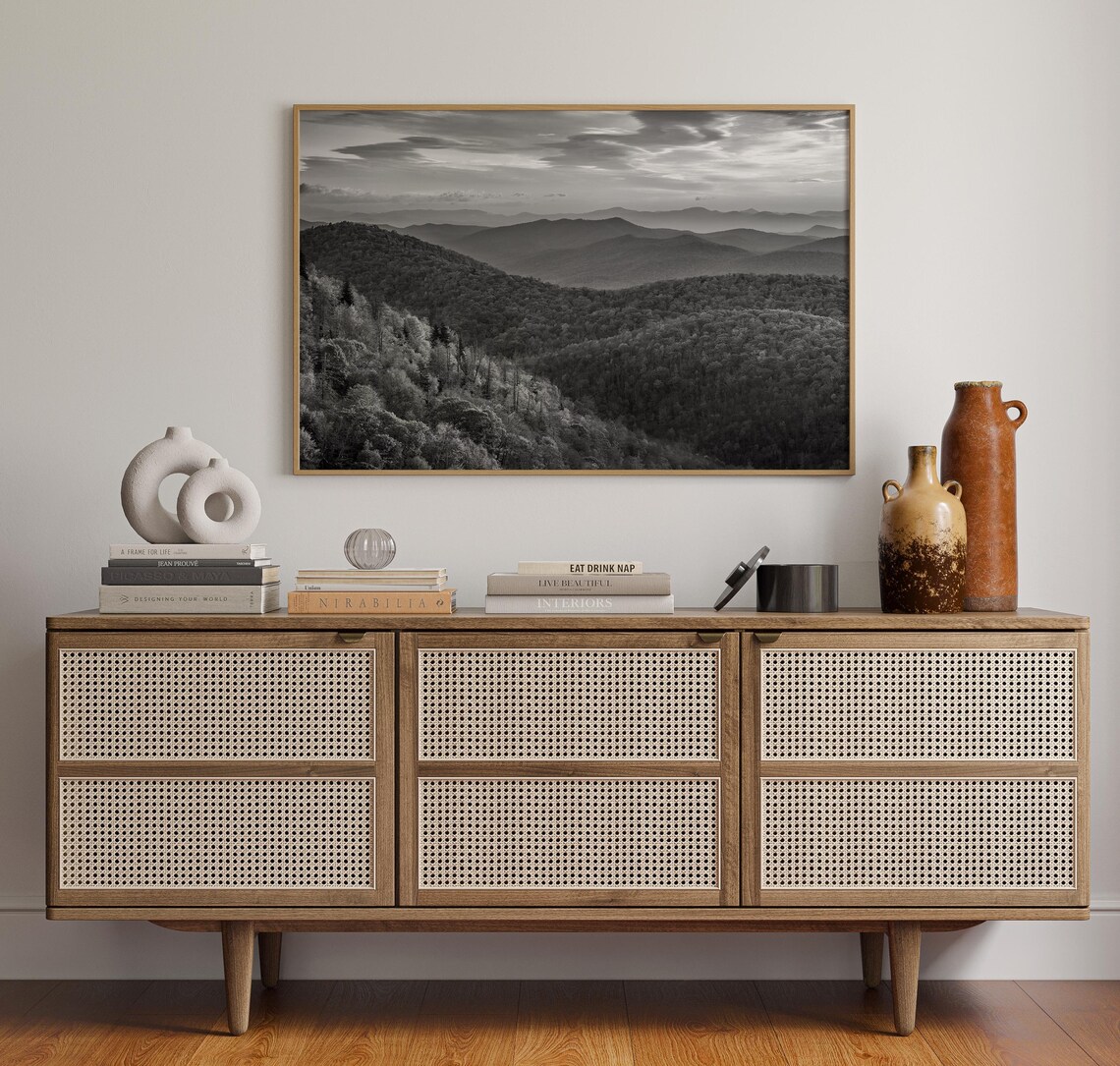 Black And White Blue Ridge Mountains Art Print - Image 4