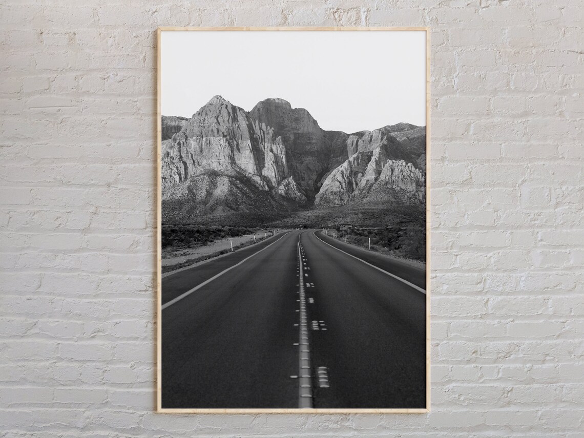Red Rock Canyon Black and White Travel Poster