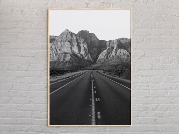 Red Rock Canyon Black and White Travel Poster