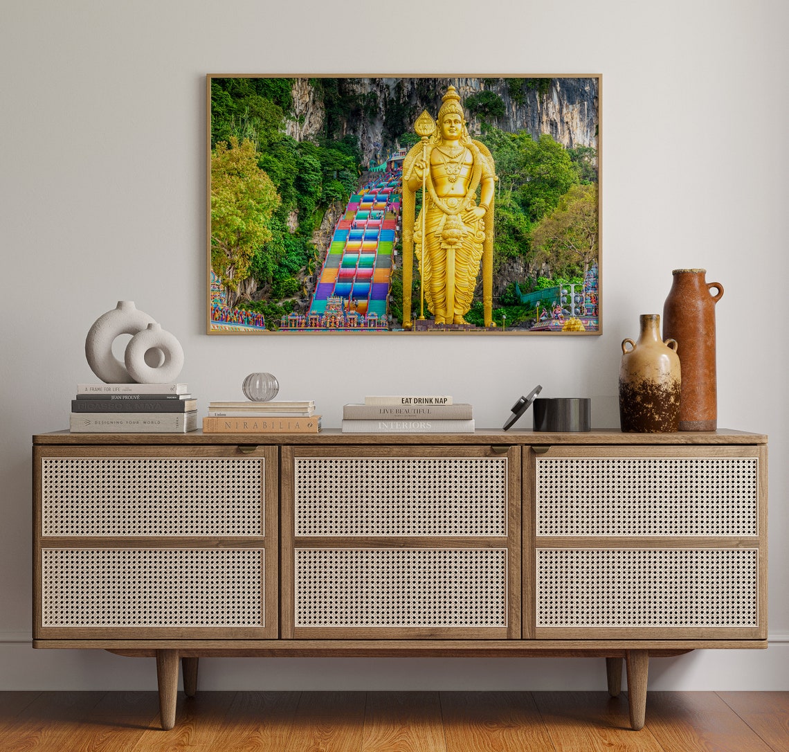Batu Caves Malaysia Murugan Statue Rainbow Stairs Temple Art Poster - Image 4