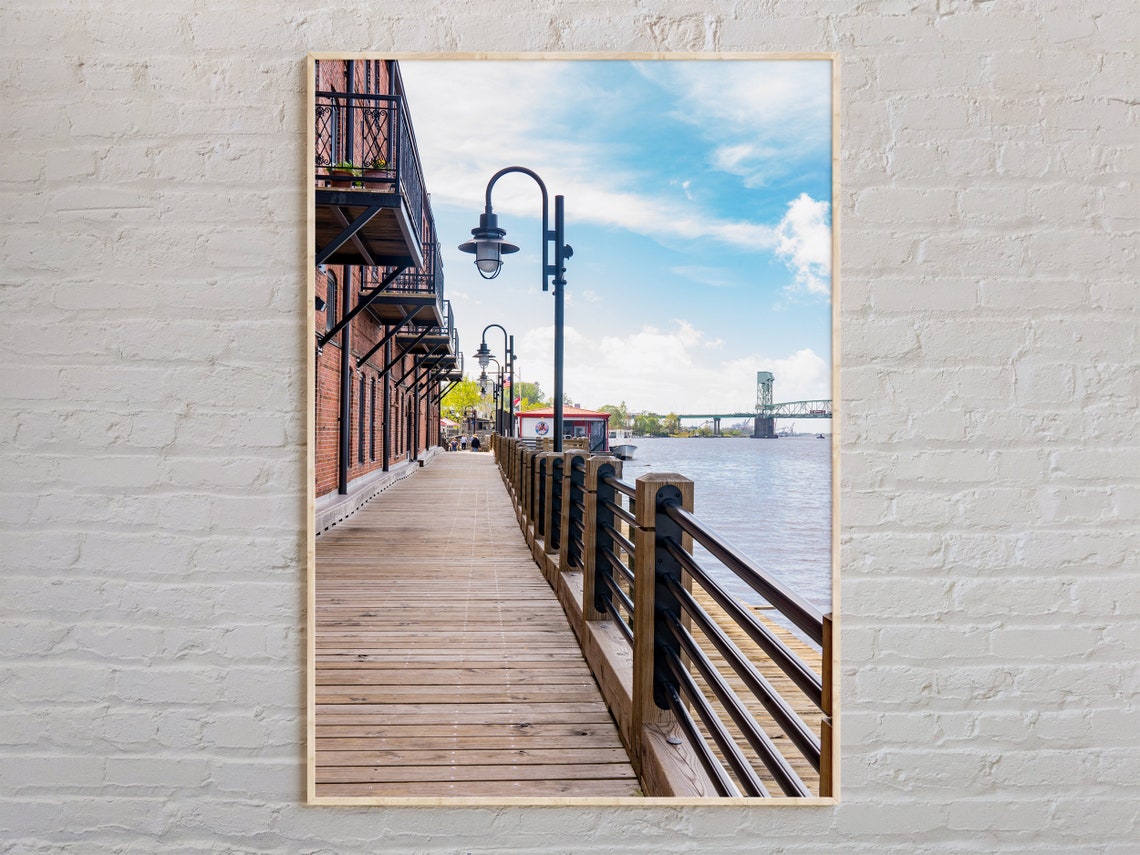 Wilmington NC Riverwalk Boardwalk Brick Bridge Riverfront Poster