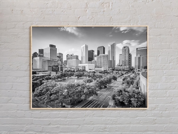Houston Texas Downtown Skyline Black And White Cityscape Photo Poster