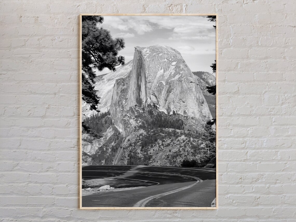 Yosemite Half Dome Black and White National Park Photo Poster