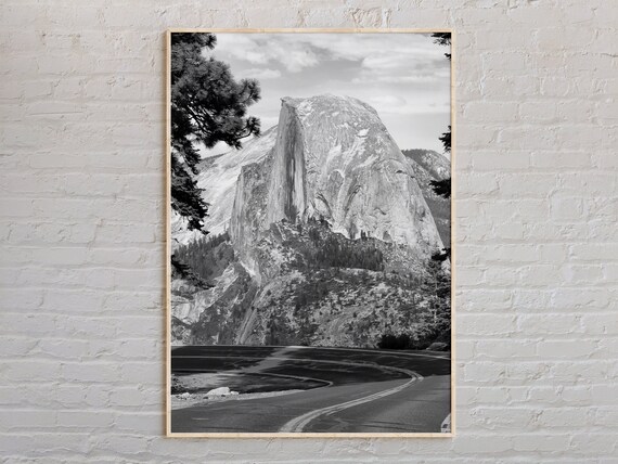 Yosemite Half Dome Black and White National Park Photo Poster