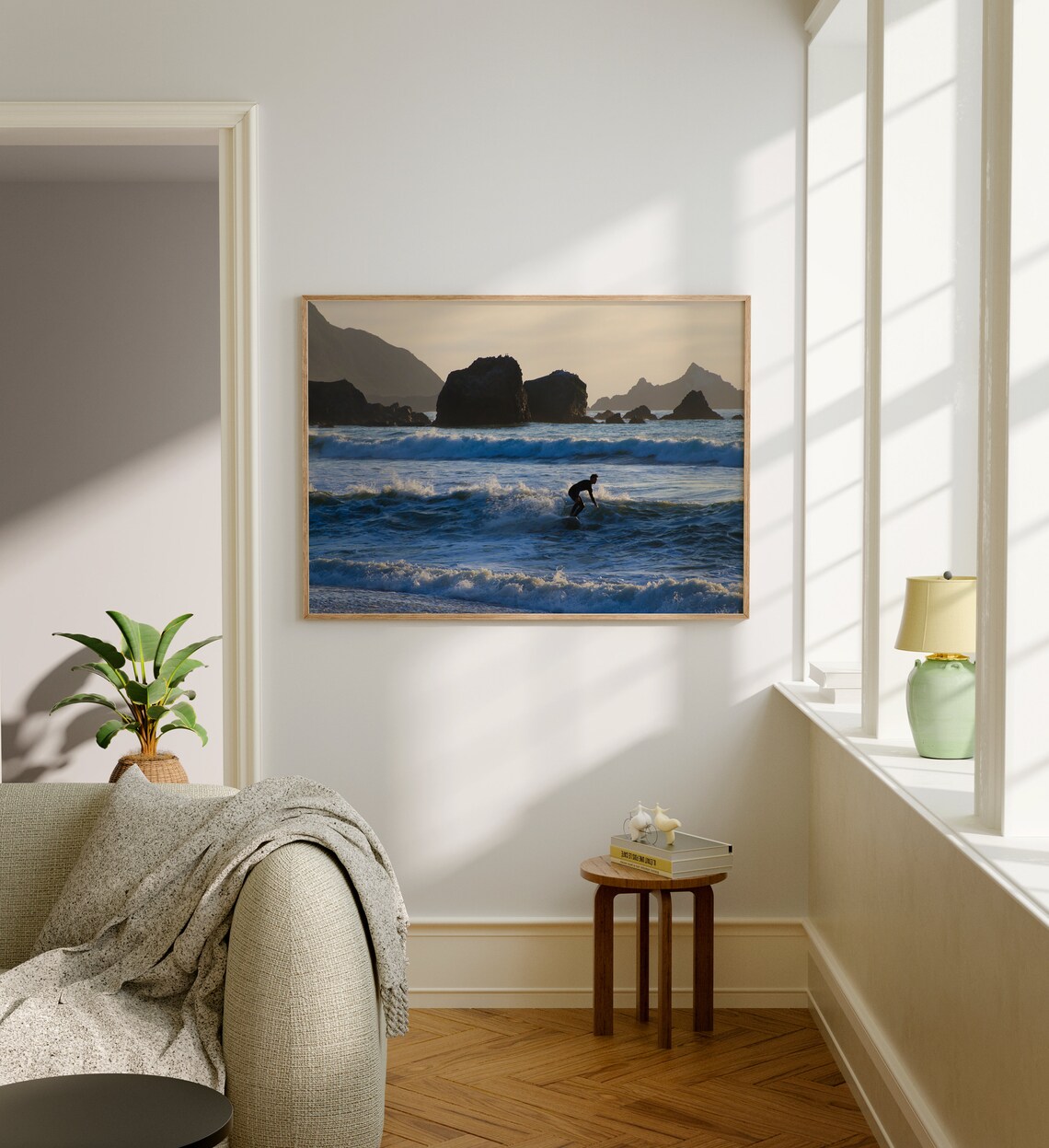 Pacifica California Surfer Sunset Wave Rocky Coastline Photo Poster - Image 5