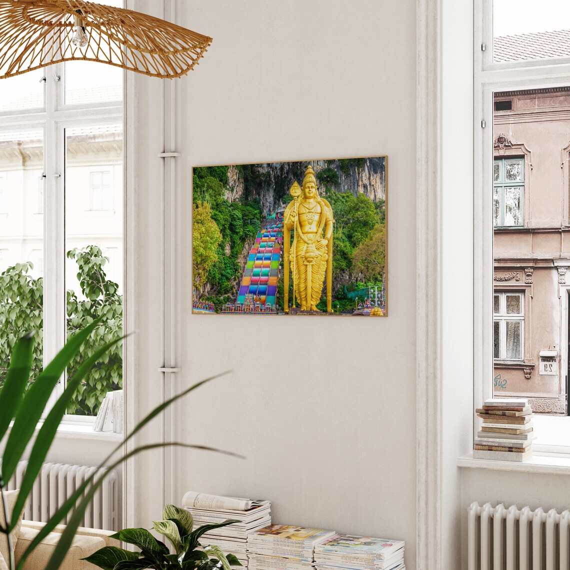 Batu Caves Malaysia Murugan Statue Rainbow Stairs Temple Art Poster - Image 3