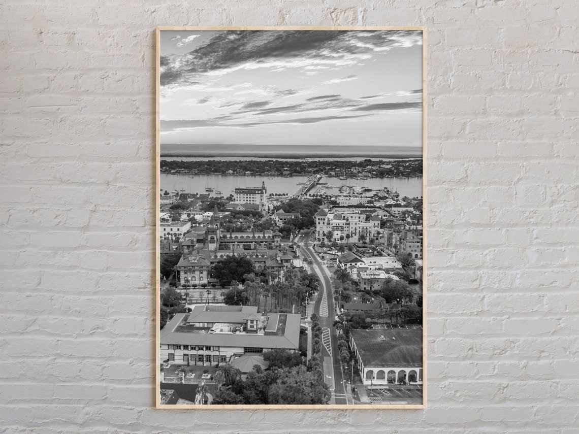 Black And White St Augustine Florida Coast Aerial Photo Poster