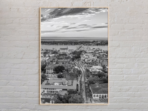 Black And White St Augustine Florida Coast Aerial Photo Poster