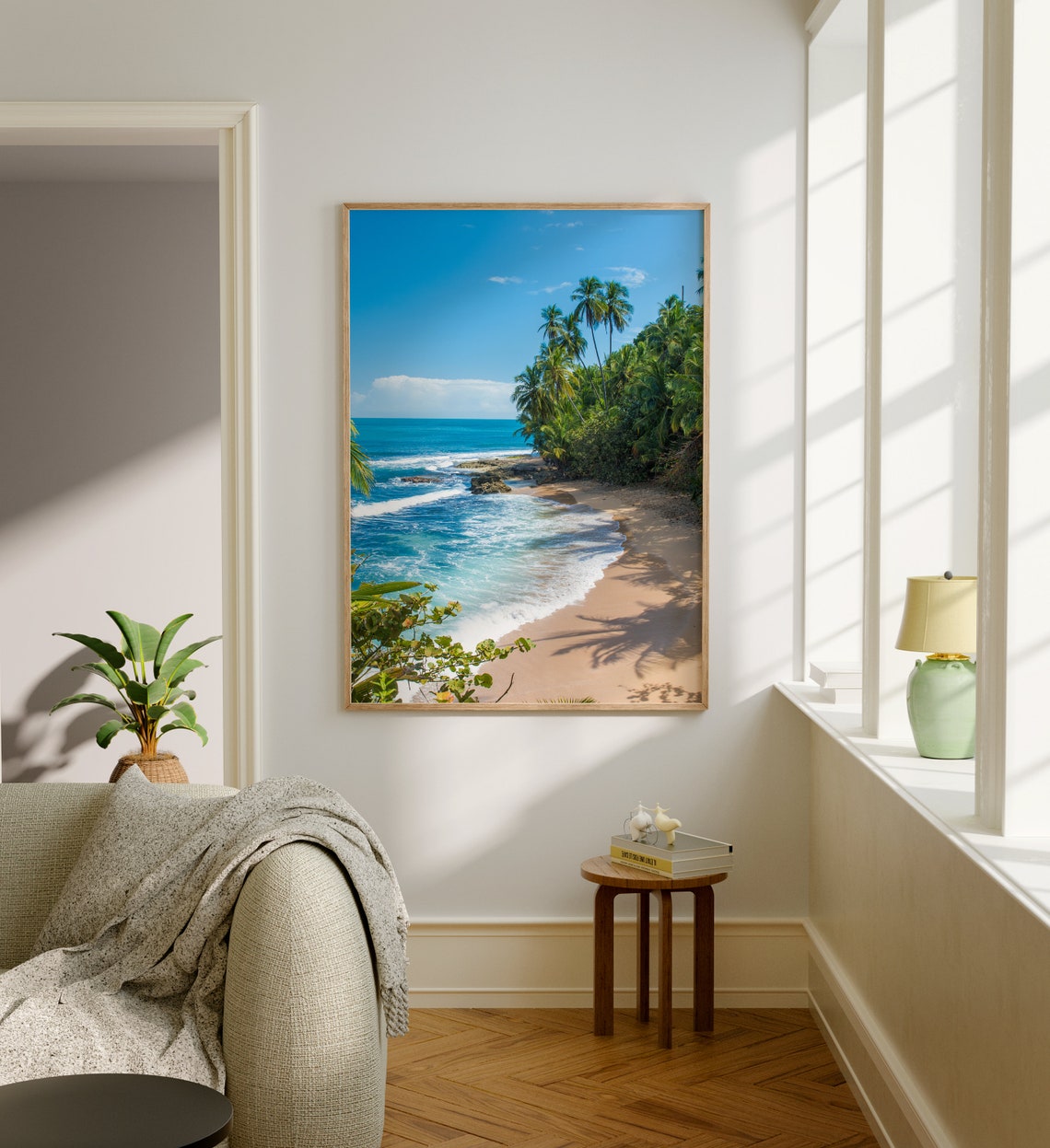 Costa Rica Tropical Beach Palm Trees Turquoise Surf Landscape Poster - Image 5