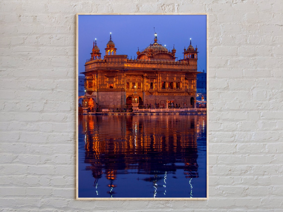 Real Photo Golden Temple Amritsar Punjab India Dusk Glow Poster