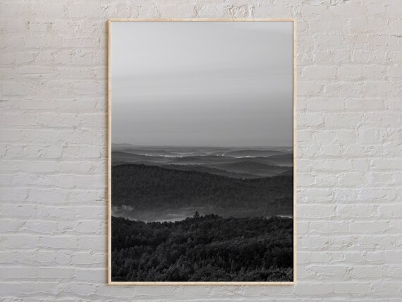 South Carolina Blue Ridge Mountains Black And White Photo Nature Poster
