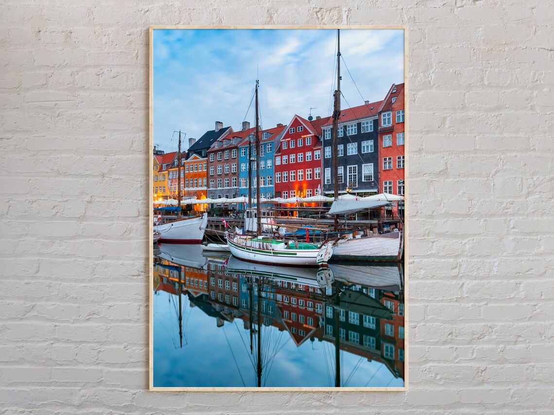 Copenhagen Nyhavn Colorful Harbor Houses Reflection Photo Poster