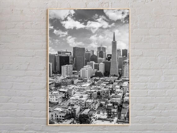 Black and White San Francisco Transamerica Pyramid Skyline Poster