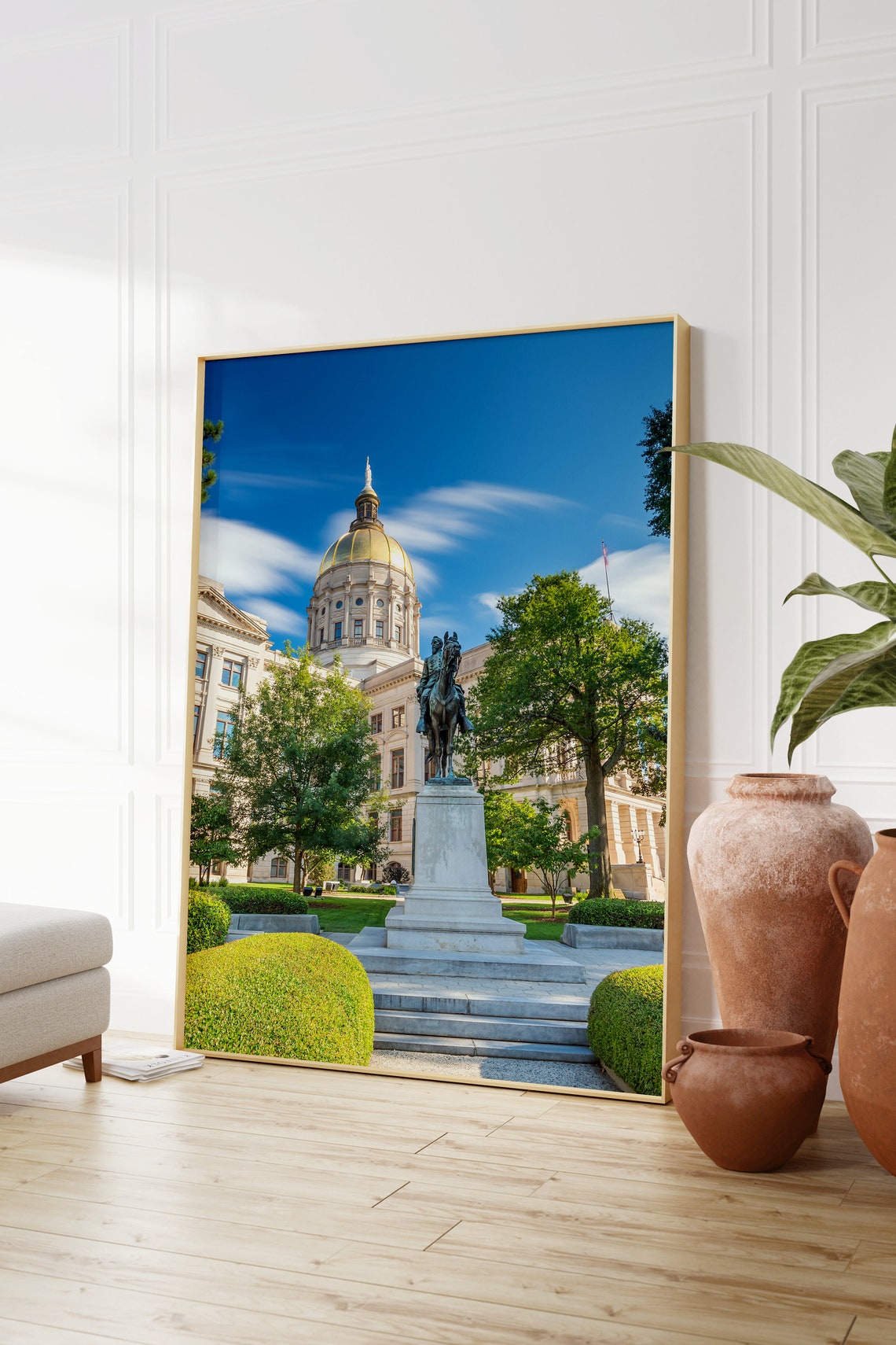Georgia State Capitol Gold Dome and Statue in Atlanta Poster - Image 2